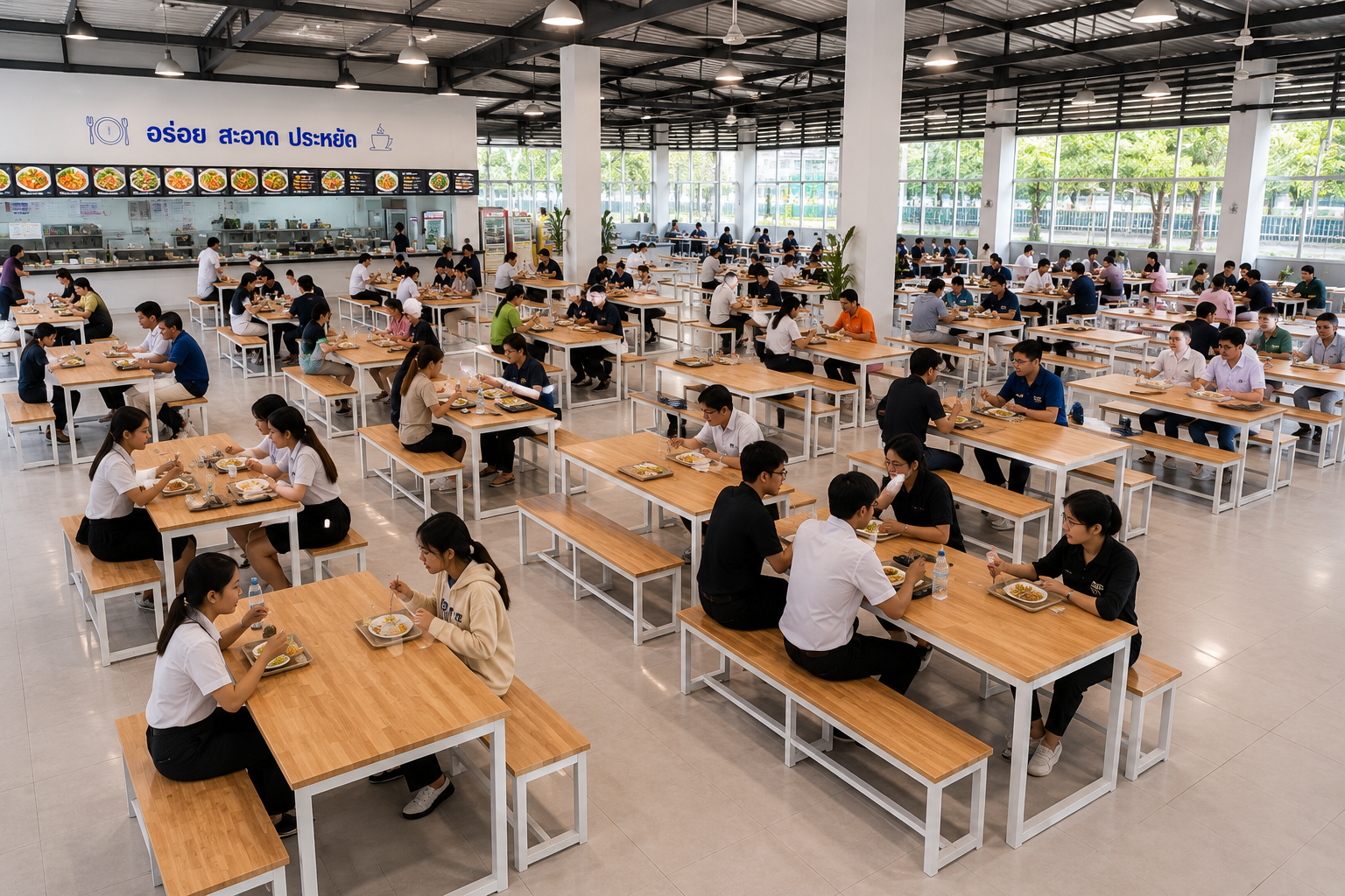 โต๊ะโรงอาหารไม้ยางพารา TOMUS-WHITE รุ่น 00241805 รูปที่ 2