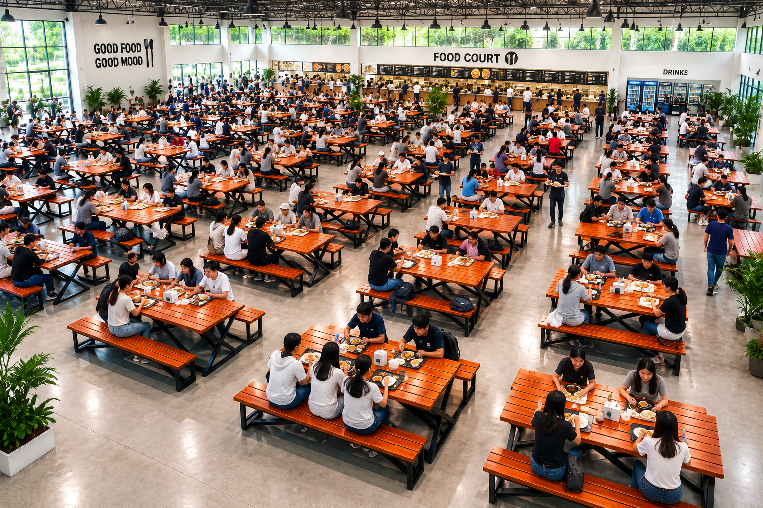 โต๊ะโรงอาหารไม้เต็ง ขาไขว้ MODERN-X SKU: 00708472 รูปที่ 2