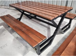 โต๊ะโรงอาหารไม้เต็ง ขาไขว้ MODERN-X SKU: 06708472